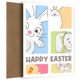 Cute Easter Card for Kids of All Ages - Bunny Easter Card for Grandson, Granddaughter, Son, Daughter, Nephew or Niece | A fun Greetings Card for a 1st Easter