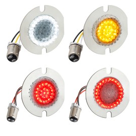 NTHREEAUTO 3 1/4 inch 1157 LED Turn Signals Front Rear Flat Turn Signal Light Compatible with Harley Road King Electra Glide Softail Touring Tour Glide Fatboy