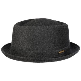 Stetson Wool Pork Pie Hat Men/Women – Porkpie Felt Hat Made in Italy – Men's Hat with Virgin Wool and Cotton Lining – Winter Hat Sizes S–XXL (approx. 55–63 cm) - Fedora Autumn/Winter - 57 cm