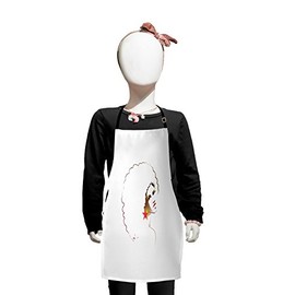 Lunarable Afro Apron, Vintage Disco Girl with Style Curly Hair Star Earring with Abstract Halftone, Small Apron Bib with Adjustable Ties for Baking Painting, Small Size, Multicolor