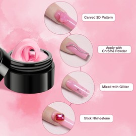 RARJSM Solid Builder Nail Gel,Pink Purple Solid Building Gel Nail Extension Gel Non-Sticky Hand Modeling Gel for Nail Art Manicure 3D Sculpture Modeling Extend Gel Nail Art DIY for Home Salon 15g