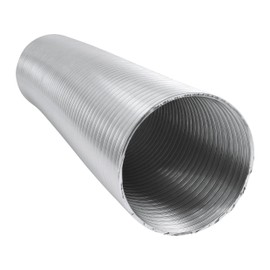 Flex Tubing 3 M (Single), 5 M (Dual Layer) DN 50 63 71 76 80 100 125 150 160 180 200 224 250 Aluminium Ventilation Pipe Flexible Aluminium Tube Aluminium Hose Pipe, Silver