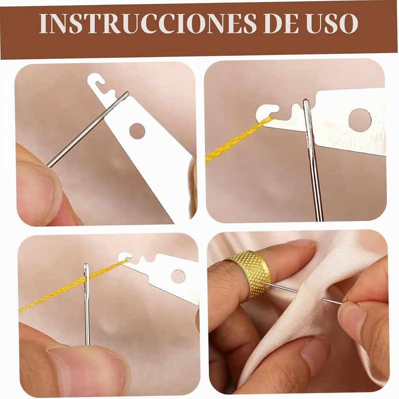 Kit de agujas de coser a mano con ojo grande,