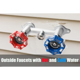 WHK 12 Inch Frost Free Outdoor Water Spigot Faucet Supply Hot and Cold Outdoor Water Faucet 1/2 Inch MIP X 3/4 Inch Hose Bibb Freeze Proof Hose Bib Wall Hydrant Sillcock(Brass,Chrome)