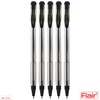 5 x 1.0mm FLAIR FX Dark BLACK Ballpoint Pens Smooth