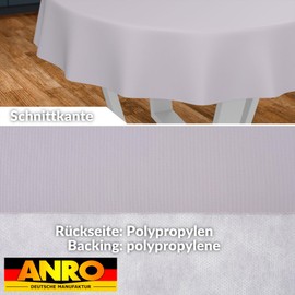 ANRO Oilcloth Tablecloth, Washable, Oilcloth, Garden Tablecloth, Outdoor, Indoor, Round, 100 cm, Cut Edge, Grey