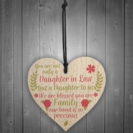 RED OCEAN Daughter In Law Plaque Sayings Wooden Heart Birthday Wedding For Her