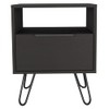 Udorich Sleek and Functional Black Nightstand with Hairpin Legs, Compact