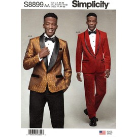 SIMPLICITY Sewing Pattern S8899 Men's Tuxedo Jackets, Pants and Bow Tie, Paper, White, VARIOUS