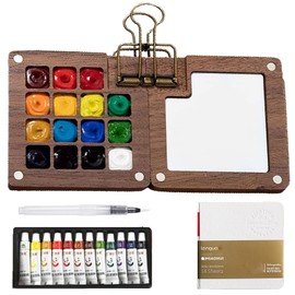 GETFACAI 1 Set Pocket Artist Watercolour Travel Set, Mini Watercolour Paint Set Travel, Clip Watercolor Pen for Painters and Artists, Pocket Portable Palette Gift for Painters and Artists ﻿ ﻿
