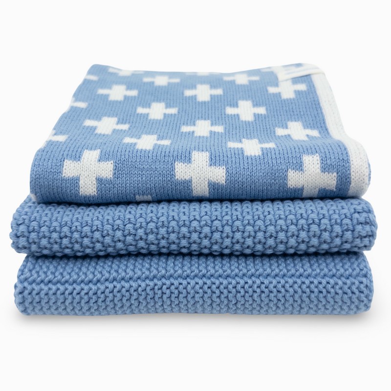 Ecovask Dish Cloth 3pc Variety Pack Organic Cotton, Pool Party