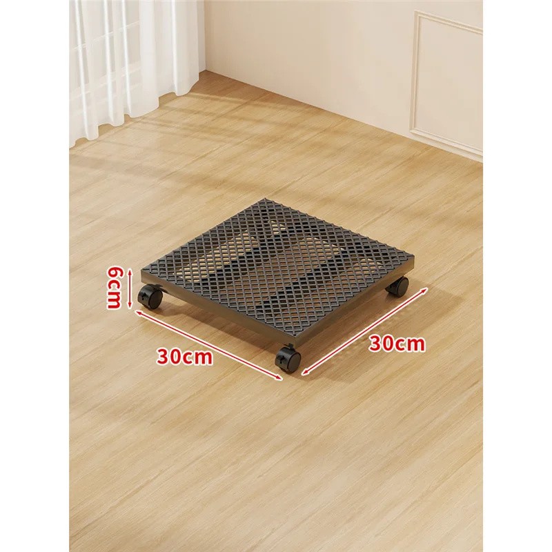 Round Iron Plant Caddy with Locking 360° Wheels, Mobile Flower