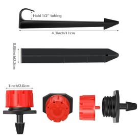 30 Pieces 1/2 Inch Irrigation Tubing Stakes Irrigation Irrigation Drip Support Hold Stakes Kit with 50 Pieces 360 Degrees Adjustable Irrigation Drippers Sprinklers for Garden Patio Lawn Flower Bed