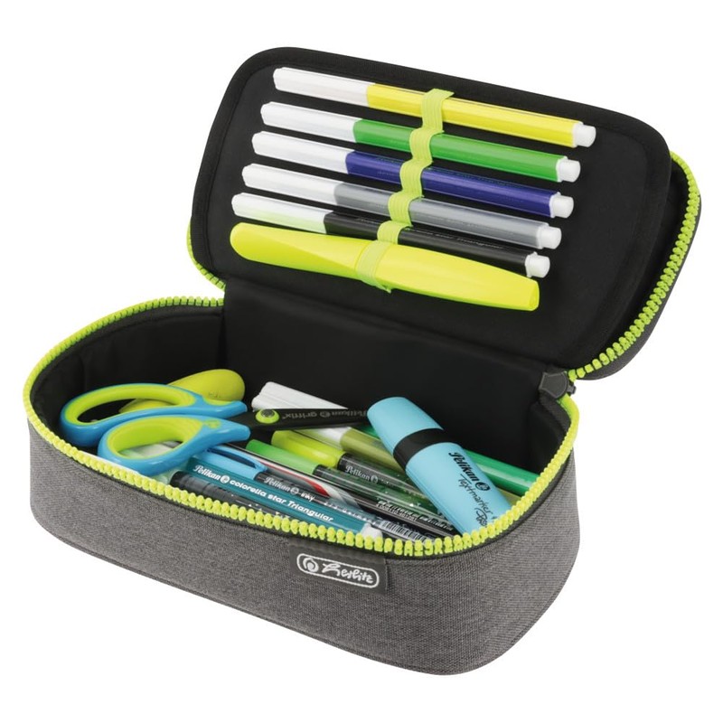 Herlitz Beatbox Pencil Case, Grey/Yellow, Pack of 1, Grey/Yellow, Pencil