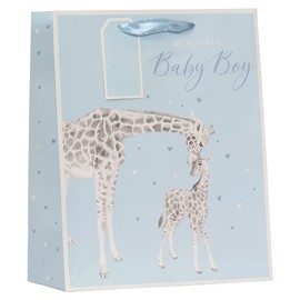 Partisan Products Blue Giraffe Baby Boy Gift Bag With Gift Tag Newborn Baby Shower Large
