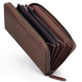 VISOUL Long Wallet Genuine Leather Men's Leather 12 Card Slots Coin Pocket Bill Compartment Anti-skimming Wallet Popular Brand Men's Long Wallet Multifunctional Wallet Gray [Parallel Import], duck