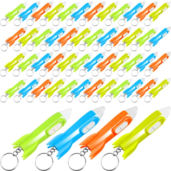Haconba 80 Packs Helicopter Flashlight Keychain Rocket Flashlight Keychain for