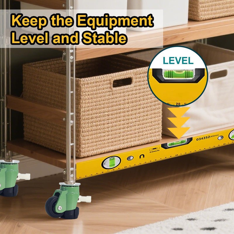 Stem Leveling Casters Wheel with Ratchet Handle Set of 4