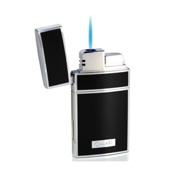 Visol Caseti Troy Black Lacquer Single Torch Flame Cigar Lighter