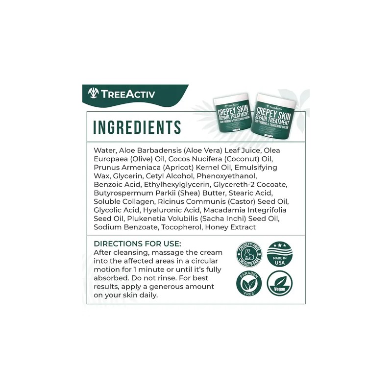 Treeactiv Crepey Skin Repair Treatment, 8oz, Crema Reafirman
