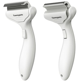Taomypets Cat Brush Dog Brush Grooming Rake Dog Cat Hair Loss Brush Gently Removes Shedding Undercoat Tangle Hair Loss Removal Grooming Tool (White)