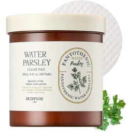 SKINFOOD Pantothenic Water Parsley Clear Toner Pad, Daily Exfoliating Pads for Sensitive Skin, Korean Skincare Sebum Control Face Toner for Trouble Skin, 8.81 oz (60 Pads)