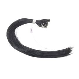 SWACC 12 Pcs Straight One Color Party Highlights Clip on in Hair Extensions For Women Colored Hair Streak Synthetic Hairpieces (Black-1B)