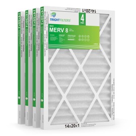 TRIGHTFILTERS 14x20x1 Air Filter 4 Pack, MERV 8 Pleated Dust Defense Air Filters Replacement Air Conditioner HVAC AC Furnace Filter, Durable and Lightweight