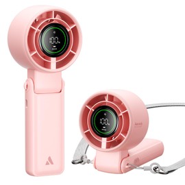 Aecooly 3 IN 1 Portable Fan, Turbo Handheld Fan, USB Rechargeable Mini Personal [22H Max Cooling Time], Battery Powered Small Foldable Pocket for Travel, Summer, Gifts for Women, Girls -Pink