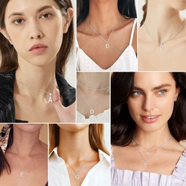 SILVERCUTE A to Z Letter Chain 925 Silver Initial Pendant Necklace Alphabet Initial Letter Clavicle Chain Minimalist Jewellery Accessory for Women Girls