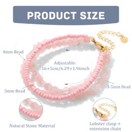 LOCCY Natural Stone Bracelet for Women, 4 mm Crystal Ball Bracelet, Boho Gemstone Beads Bracelet, Layered Stackable Bead Bracelet for Women, Girls, Mother's Day, Birthday, Christmas, One size, Stone