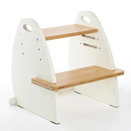 TIKSPCAE Wooden 2 Step Stool for Kids,Toddler Adjustable Triple Height Step Stool,Bamboo Bird-Shaped Design,300lbs Capacity,Ideal for Bathroom,Kitchen,Bedroom