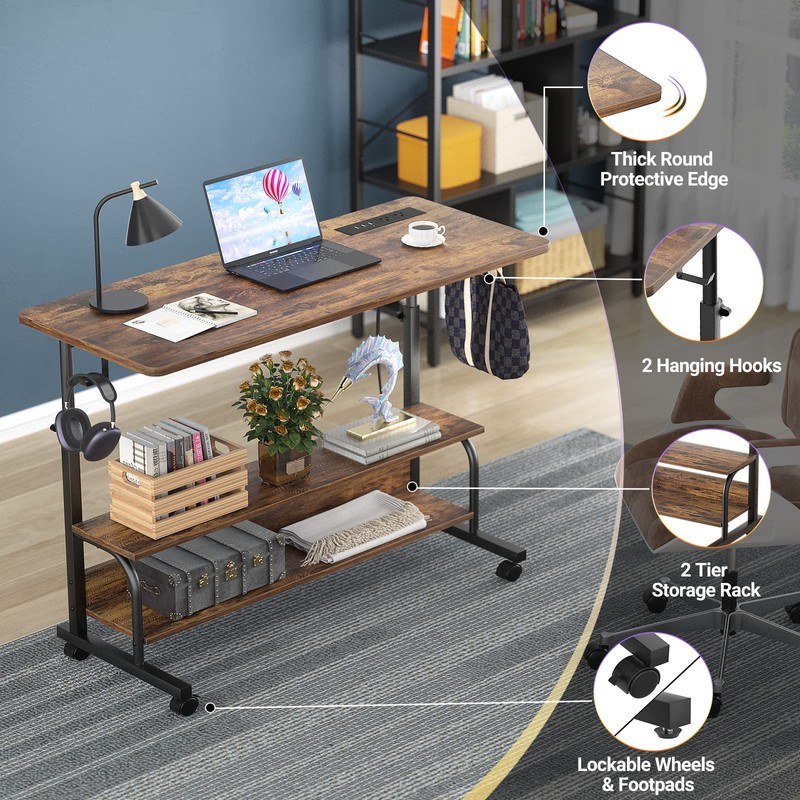 Armocity Height Adjustable Standing Desk with Power Outlets, 39" Manual