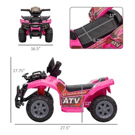 Aosom Kids 4-Wheeler Ride on Car, Motorized Quad, 6V Battery Powered Electric Quad with Songs for 18-36 Months - Color: Pink