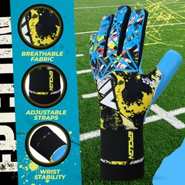 EPCILON Goalkeeper Gloves for Children and Teenagers, Breathable & Comfortable Latex Foam Football Gloves for Boys, Girls and Juniors (Cyan, 5)