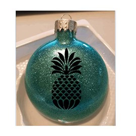 Jenuine Crafts Pineapple Fruit Trendy Teal Glitter Holiday Ornament Shatterproof Disc