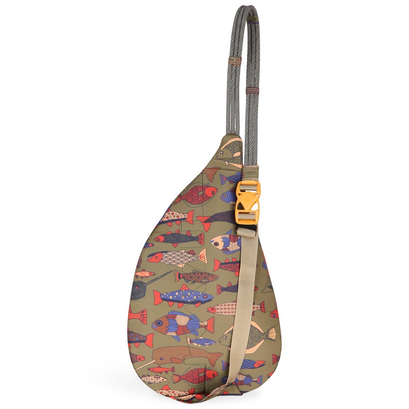 KAVU Mini Slingback Pack with Adjustable Rope Shoulder Strap, Fish