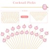 JarThenaAMCS 100Pcs Fall Cocktail Picks Pink Pumpkin Bamboo Toothpicks Cute