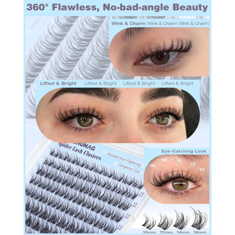 TOOCHUNAG Spider Lash Clusters Breeze Wispy Cluster Eyelash Extensions Fluffy