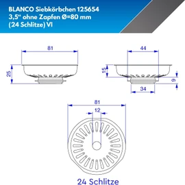 Blanco - Removable Stainless Steel Basket Diameter 81mm 24 Holes - BLACL901989