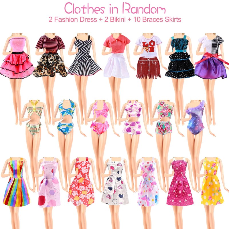 63 PCS Doll Clothes and Accessories Including 5 Wedding Gown