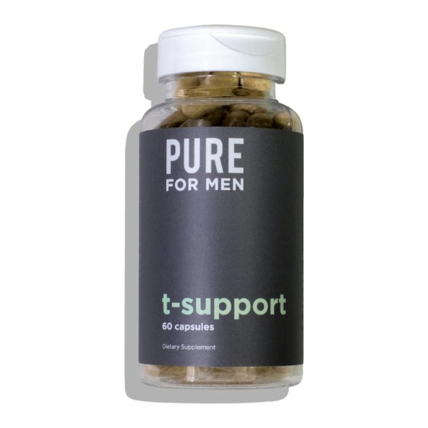 Pure for Men T-Support Supplement | Vegetarian Total Support for Men with Maca, Vitamin D, & Ashwagandha, Muscle Health | Endurance, Strength, Focus, & Energy Support | 60 Capsules