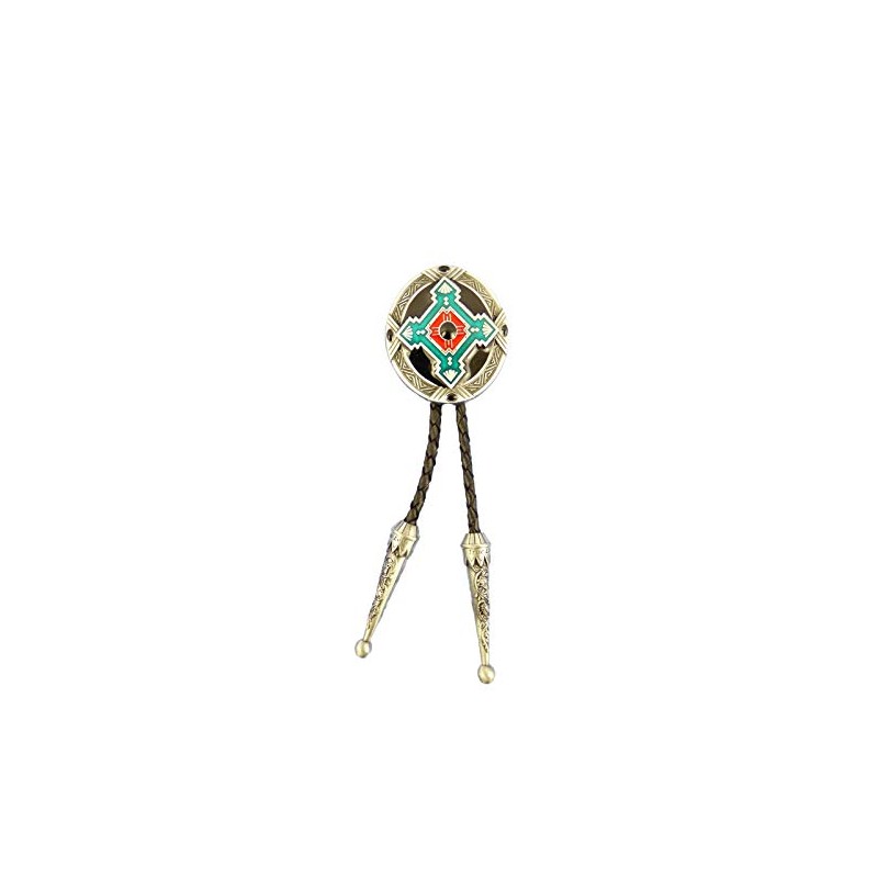 AW-Collection Bolo Tie Western Tie Indian Ornament Leather Cord Adjustable
