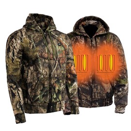 Nexgen Heat NXM1776SET Men's Camouflaged Heated Zipper Hoodies - Warming Camo Hoodie for Hunting w/Battery - Medium