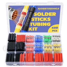 haisstronica 440PCS Solder Seal Wire Connectors with Heat Shrink Tubing Kit - Solder Sticks Wire Terminals Waterproof Electrical Connectors and 3:1 Shrinking Tube for Marine,Automotive,Wiring Projects