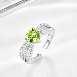 Dreamboat Heart Rings for Women Sterling Silver Gem Rings Birthstone Jewelry for Women Valentines Day Gifts for Her Romantic Gifts, Sterling Silver, Cubic Zirconia, H-August