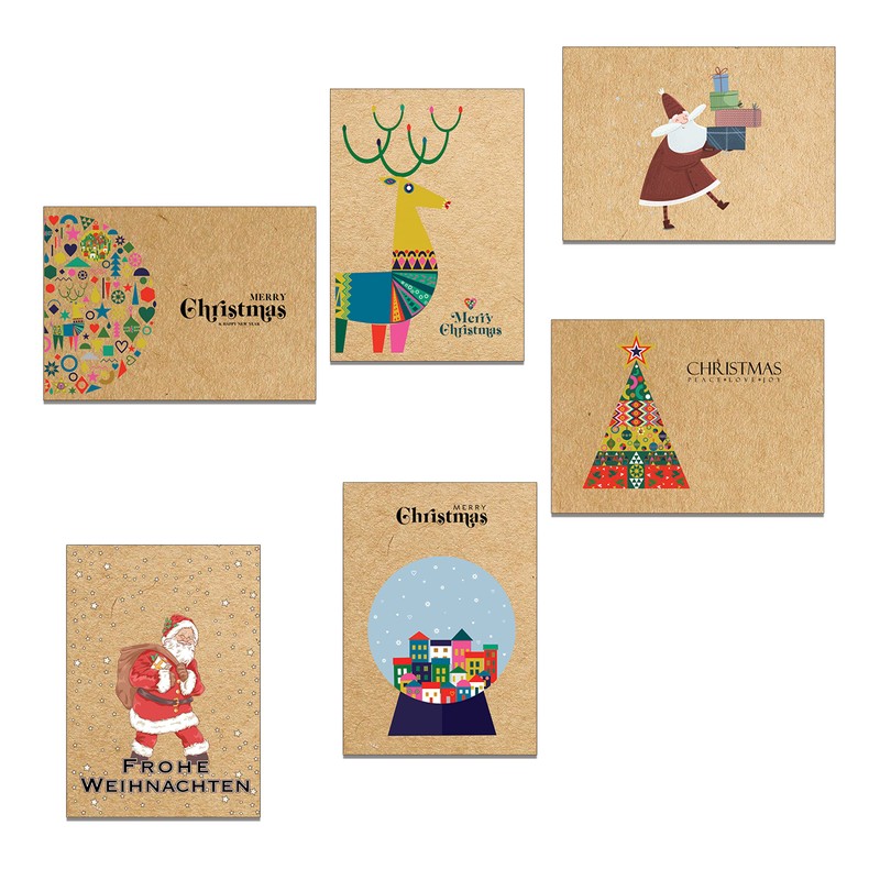 the lazy panda card company Set of 40 Christmas Postcards
