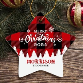Merry Christmas Morrison Ornament Morrison TN Christmas Ornament 2024 Gift Family Friend Hometown Souvenir Housewarming Keepsake Star Ornament Tree 3" White