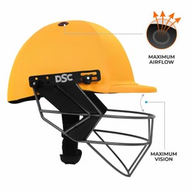 DSC Fort44 Cricket Helmet for Mens (Adjustable Steel Grill | Back Support Strap) (Yellow, X-Large)