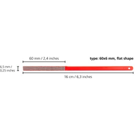 KGS PRO-FILES Diamond hand files, 4 pieces, 60x6 mm, flat shape, grit 200 (red)